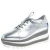 Stella McCartney Silver Metallic Faux Leather Elyse Platform Derby Size 38 For Women -Stella McCartney Sales luxury women stella mccartney used shoes p240566 007