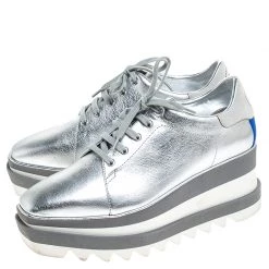 Stella McCartney Silver Metallic Faux Leather Elyse Platform Derby Size 38 For Women 13 Stella McCartney Silver Metallic Faux Leather Elyse Platform Derby Size 38 For Women -Stella McCartney Sales luxury women stella mccartney used shoes p240566 008