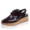 Stella McCartney Burgundy Faux Leather Elyse Cutout Platform Derby Size 36 For Women -Stella McCartney Sales luxury women stella mccartney used shoes p241661 002