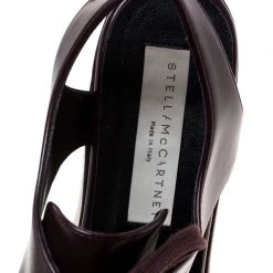Stella McCartney Burgundy Faux Leather Elyse Cutout Platform Derby Size 36 For Women -Stella McCartney Sales luxury women stella mccartney used shoes p241661 004
