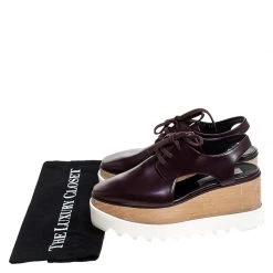 Stella McCartney Burgundy Faux Leather Elyse Cutout Platform Derby Size 36 For Women -Stella McCartney Sales luxury women stella mccartney used shoes p241661 008