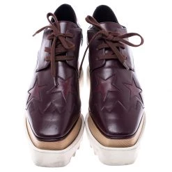 Stella McCartney Burgundy Faux Leather Elyse Star Platform Derby Size 36.5 For Women -Stella McCartney Sales luxury women stella mccartney used shoes p242517 005