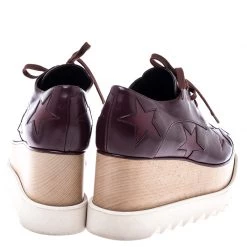 Stella McCartney Burgundy Faux Leather Elyse Star Platform Derby Size 36.5 For Women -Stella McCartney Sales luxury women stella mccartney used shoes p242517 006