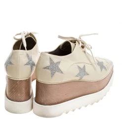 Stella McCartney Beige Faux Leather Elyse Star Platform Lace Up Derby Size 37 For Women -Stella McCartney Sales luxury women stella mccartney used shoes p245247 006