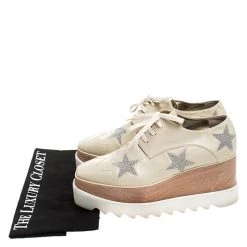 Stella McCartney Beige Faux Leather Elyse Star Platform Lace Up Derby Size 37 For Women -Stella McCartney Sales luxury women stella mccartney used shoes p245247 009