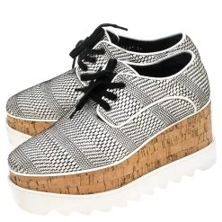 Stella McCartney Black/White Faux Leather Elyse Platform Derby Size 35 For Women -Stella McCartney Sales luxury women stella mccartney used shoes p245967 002
