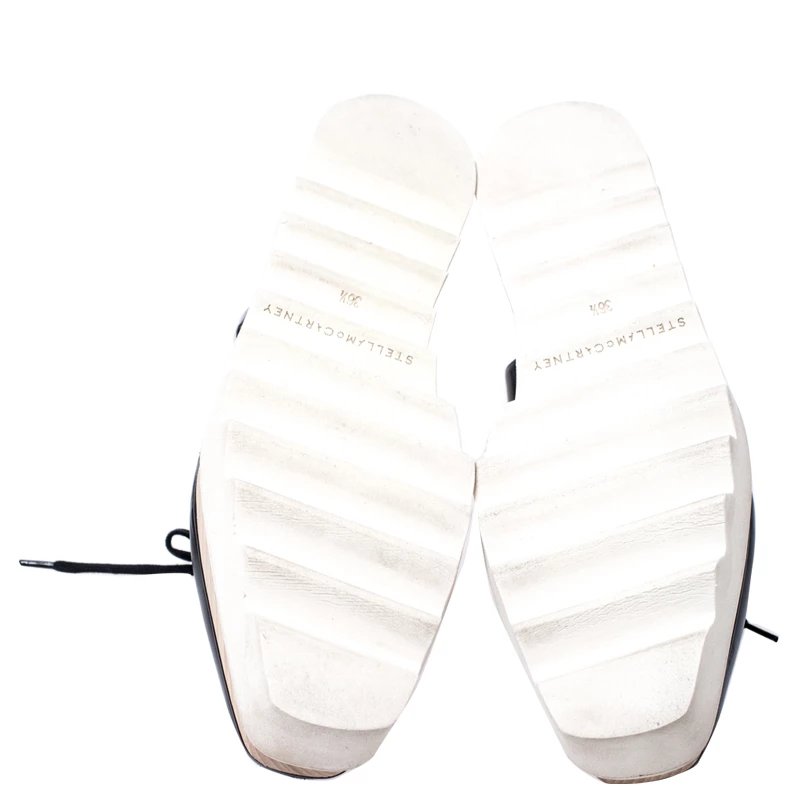 Stella McCartney Black Faux Leather Elyse Cutout Platform Derby Size 36.5 For Women 8 Stella McCartney Black Faux Leather Elyse Cutout Platform Derby Size 36.5 For Women - Image 6