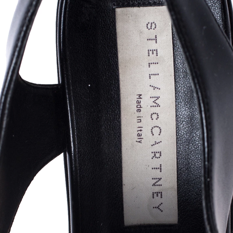 Stella McCartney Black Faux Leather Elyse Cutout Platform Derby Size 36.5 For Women 9 Stella McCartney Black Faux Leather Elyse Cutout Platform Derby Size 36.5 For Women - Image 7