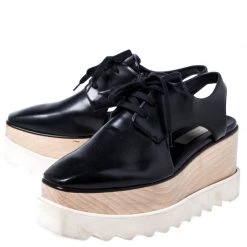 Stella McCartney Black Faux Leather Elyse Cutout Platform Derby Size 36.5 For Women 13 Stella McCartney Black Faux Leather Elyse Cutout Platform Derby Size 36.5 For Women -Stella McCartney Sales luxury women stella mccartney used shoes p246244 008