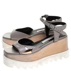 Stella McCartney Grey Faux Leather Creeper Platform Ankle Strap Sandals Size 35 For Women 13 Stella McCartney Grey Faux Leather Creeper Platform Ankle Strap Sandals Size 35 For Women -Stella McCartney Sales luxury women stella mccartney used shoes p246812 003