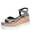 Stella McCartney Grey Faux Leather Creeper Platform Ankle Strap Sandals Size 35 For Women -Stella McCartney Sales luxury women stella mccartney used shoes p246812 007