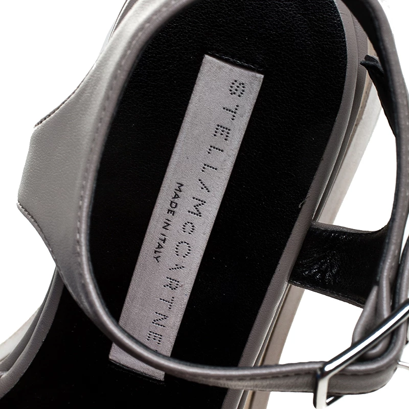 Stella McCartney Grey Faux Leather Creeper Platform Ankle Strap Sandals Size 35 For Women 9 Stella McCartney Grey Faux Leather Creeper Platform Ankle Strap Sandals Size 35 For Women - Image 7
