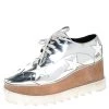 Stella McCartney Silver Metallic Faux Leather Indium Elyse Star Platform Derby Size 36 For Women -Stella McCartney Sales luxury women stella mccartney used shoes p246943 004
