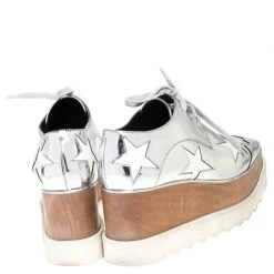 Stella McCartney Silver Metallic Faux Leather Indium Elyse Star Platform Derby Size 36 For Women -Stella McCartney Sales luxury women stella mccartney used shoes p246943 006