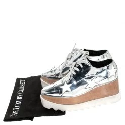 Stella McCartney Silver Metallic Faux Leather Indium Elyse Star Platform Derby Size 36 For Women -Stella McCartney Sales luxury women stella mccartney used shoes p246943 009