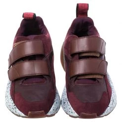 Stella McCartney Burgundy Fabric And Faux Suede Eclypse Lace Up Sneakers Size 39 For Women -Stella McCartney Sales luxury women stella mccartney used shoes p248029 002