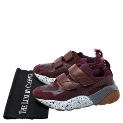 Stella McCartney Burgundy Fabric And Faux Suede Eclypse Lace Up Sneakers Size 39 For Women -Stella McCartney Sales luxury women stella mccartney used shoes p248029 007