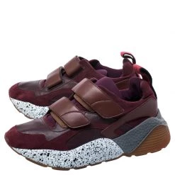 Stella McCartney Burgundy Fabric And Faux Suede Eclypse Lace Up Sneakers Size 39 For Women -Stella McCartney Sales luxury women stella mccartney used shoes p248029 008