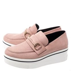 Stella McCartney Blush Pink Faux Suede Platform Loafers Size 38 For Women -Stella McCartney Sales luxury women stella mccartney used shoes p249859 008