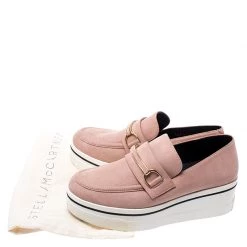 Stella McCartney Blush Pink Faux Suede Platform Loafers Size 38 For Women -Stella McCartney Sales luxury women stella mccartney used shoes p249859 009