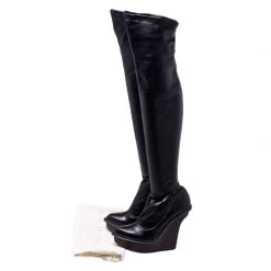 Stella McCartney Black Faux Leather Platform Over The Knee Boots Size 39 For Women -Stella McCartney Sales luxury women stella mccartney used shoes p249964 001