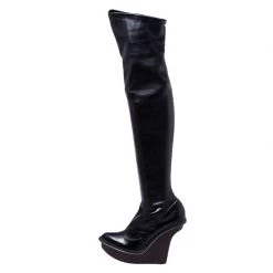 Stella McCartney Black Faux Leather Platform Over The Knee Boots Size 39 For Women -Stella McCartney Sales luxury women stella mccartney used shoes p249964 005