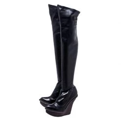 Stella McCartney Black Faux Leather Platform Over The Knee Boots Size 39 For Women -Stella McCartney Sales luxury women stella mccartney used shoes p249964 008