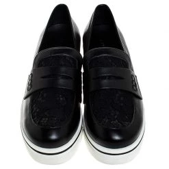 Stella McCartney Black Faux Leather And Lace Binx Platform Slip On Sneakers Size 38 For Women -Stella McCartney Sales luxury women stella mccartney used shoes p253779 001