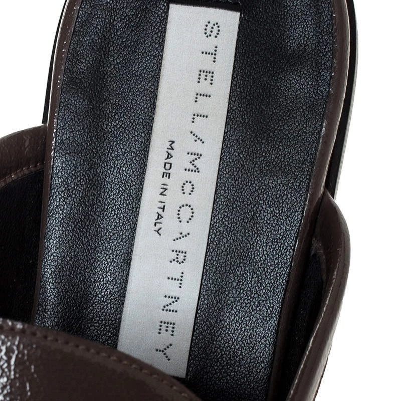 Stella McCartney Dark Beige Faux Leather Chain Slide Mules Size 38 For Women 9 Stella McCartney Dark Beige Faux Leather Chain Slide Mules Size 38 For Women - Image 7