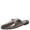 Stella McCartney Dark Beige Faux Leather Chain Slide Mules Size 38 For Women -Stella McCartney Sales luxury women stella mccartney used shoes p254748 006
