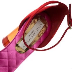 Stella McCartney Red/Pink Satin Lucite Block Heel Ankle Strap Sandals Size 38.5 For Women -Stella McCartney Sales luxury women stella mccartney used shoes p257439 007