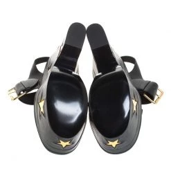 Stella McCartney Black Faux Leather Buckle Block Heel Star Platform Sandals Size 37 For Women -Stella McCartney Sales luxury women stella mccartney used shoes p258685 001