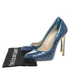 Stella McCartney Blue Croc Embossed Faux Leather Pumps Size 38 For Women -Stella McCartney Sales luxury women stella mccartney used shoes p259380 008