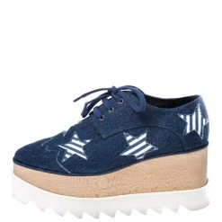 Stella McCartney Blue Denim Elyse Star Platform Derby Size 35 For Women -Stella McCartney Sales luxury women stella mccartney used shoes p260857 003