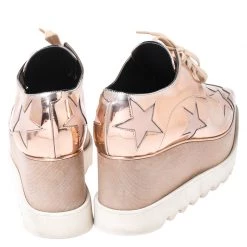 Stella McCartney Metallic Rose Gold Faux Leather Elyse Star Platform Lace Up Derby Size 36 For Women -Stella McCartney Sales luxury women stella mccartney used shoes p261297 003