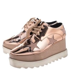 Stella McCartney Metallic Rose Gold Faux Leather Elyse Star Platform Lace Up Derby Size 36 For Women -Stella McCartney Sales luxury women stella mccartney used shoes p261297 007