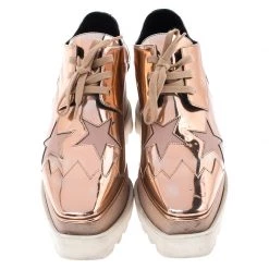 Stella McCartney Metallic Rose Gold Faux Leather Elyse Star Platform Lace Up Derby Size 36 For Women -Stella McCartney Sales luxury women stella mccartney used shoes p261297 009