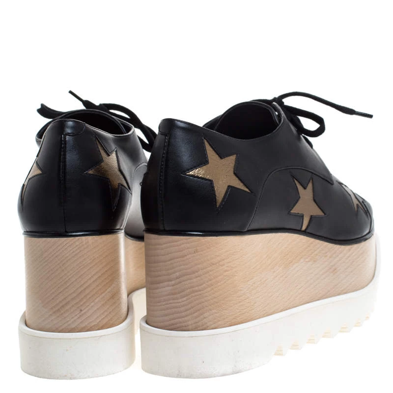 Stella McCartney Black Faux Leather Elyse Star Platform Derby Size 40.5 For Women 7 Stella McCartney Black Faux Leather Elyse Star Platform Derby Size 40.5 For Women - Image 5