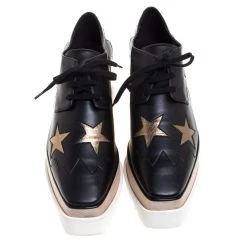 Stella McCartney Black Faux Leather Elyse Star Platform Derby Size 40.5 For Women 12 Stella McCartney Black Faux Leather Elyse Star Platform Derby Size 40.5 For Women -Stella McCartney Sales luxury women stella mccartney used shoes p262767 003