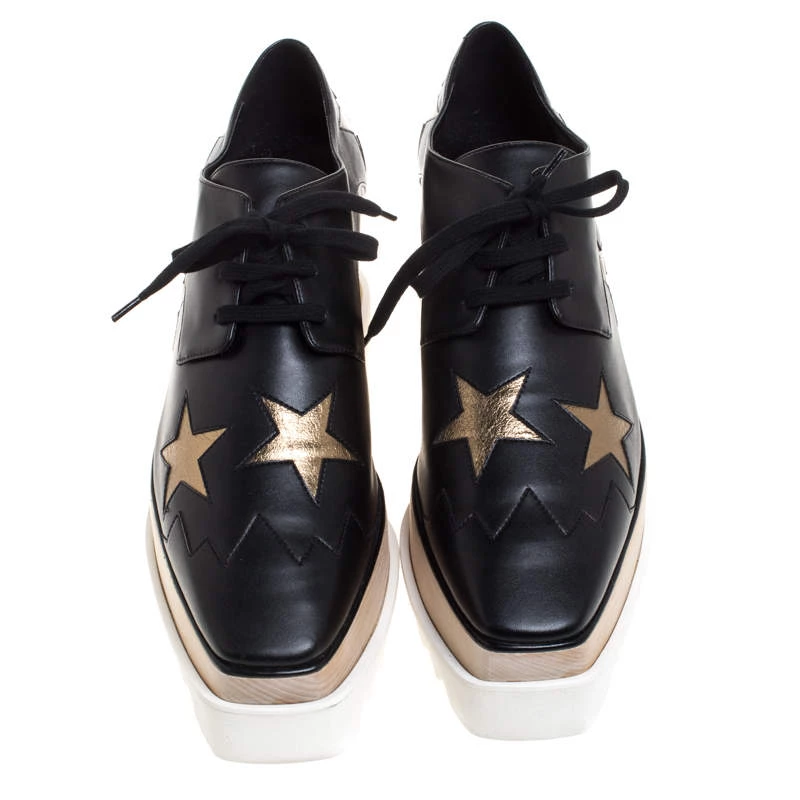 Stella McCartney Black Faux Leather Elyse Star Platform Derby Size 40.5 For Women 5 Stella McCartney Black Faux Leather Elyse Star Platform Derby Size 40.5 For Women - Image 3