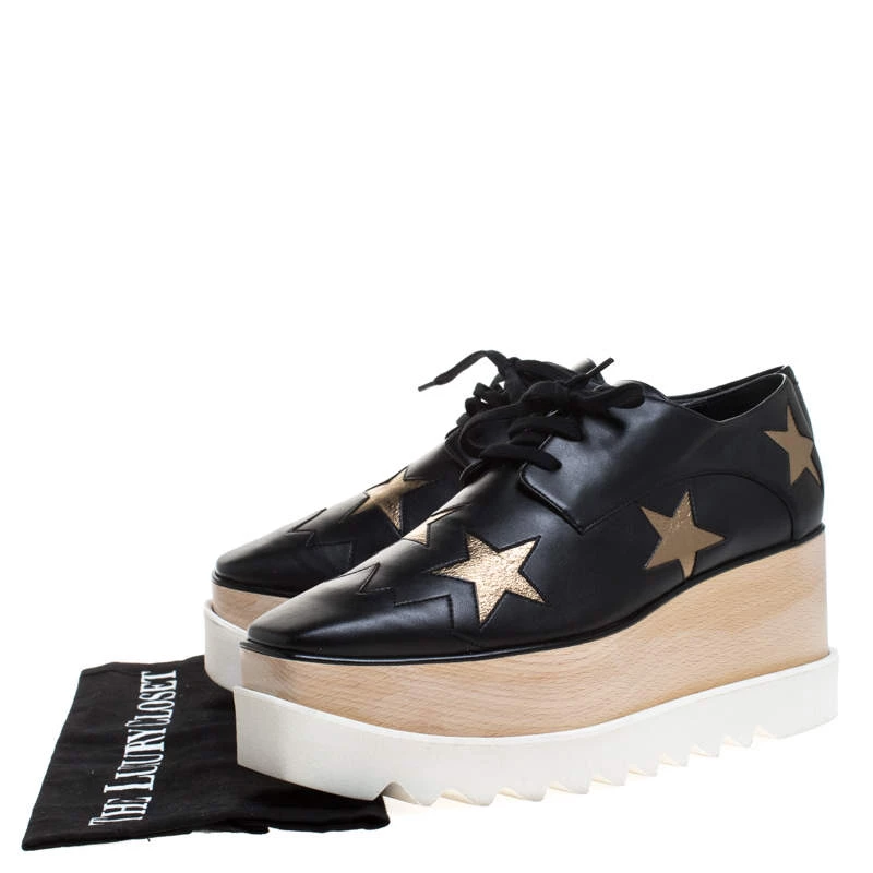 Stella McCartney Black Faux Leather Elyse Star Platform Derby Size 40.5 For Women 10 Stella McCartney Black Faux Leather Elyse Star Platform Derby Size 40.5 For Women - Image 8