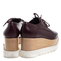 Stella McCartney Burgundy Faux Leather Elyse Platform Lace Up Derby Size 39 For Women -Stella McCartney Sales luxury women stella mccartney used shoes p263527 004