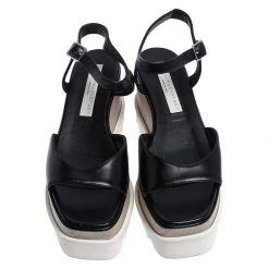 Stella McCartney Black Faux Leather Creeper Platform Ankle Strap Sandals Size 36 For Women -Stella McCartney Sales luxury women stella mccartney used shoes p268097 003