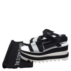 Stella McCartney Black/White Fabric Sneak Elyse Platform Sandals Size 35.5 For Women -Stella McCartney Sales luxury women stella mccartney used shoes p268109 008