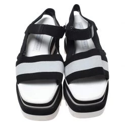 Stella McCartney Black/White Fabric Sneak Elyse Platform Sandals Size 35.5 For Women -Stella McCartney Sales luxury women stella mccartney used shoes p268109 009