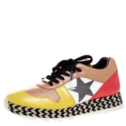 Stella McCartney Multicolor Faux Leather Star Macy Espadrille Sneakers Size 38 For Women