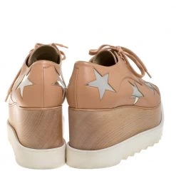 Stella McCartney Camel/Silver Faux Leather Elyse Star Platform Derby Size 40 For Women -Stella McCartney Sales luxury women stella mccartney used shoes p273202 004