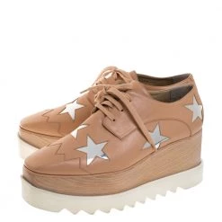 Stella McCartney Camel/Silver Faux Leather Elyse Star Platform Derby Size 40 For Women -Stella McCartney Sales luxury women stella mccartney used shoes p273202 008