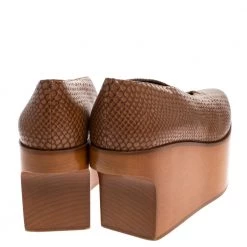 Stella McCartney Brown Python Embossed Faux Leather Wooden Clog Sandals Size 39 For Women -Stella McCartney Sales luxury women stella mccartney used shoes p274680 002