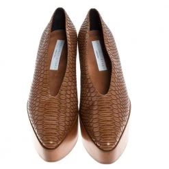 Stella McCartney Brown Python Embossed Faux Leather Wooden Clog Sandals Size 39 For Women -Stella McCartney Sales luxury women stella mccartney used shoes p274680 003